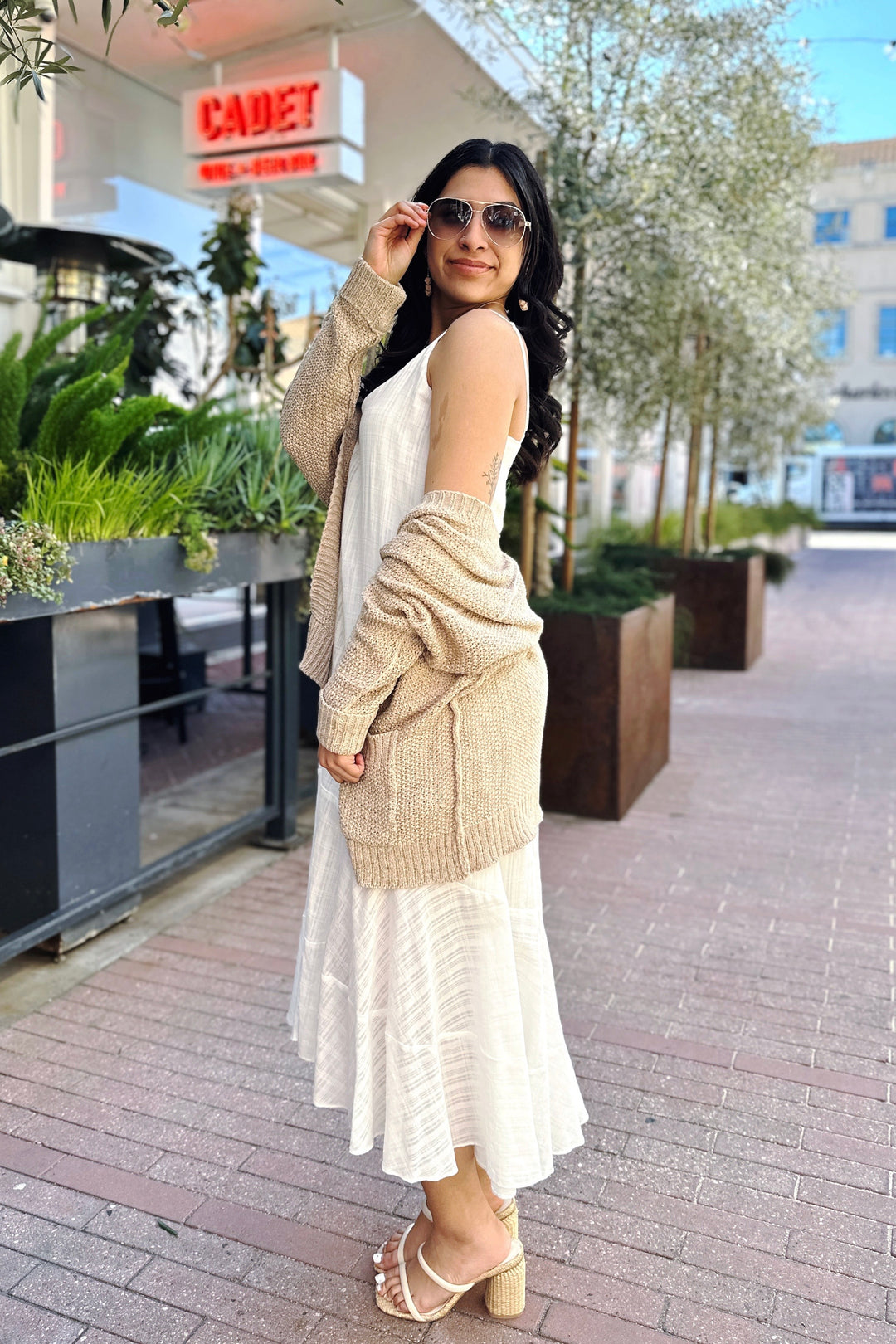 The Besties Only Off-White Tiered Maxi Dress
