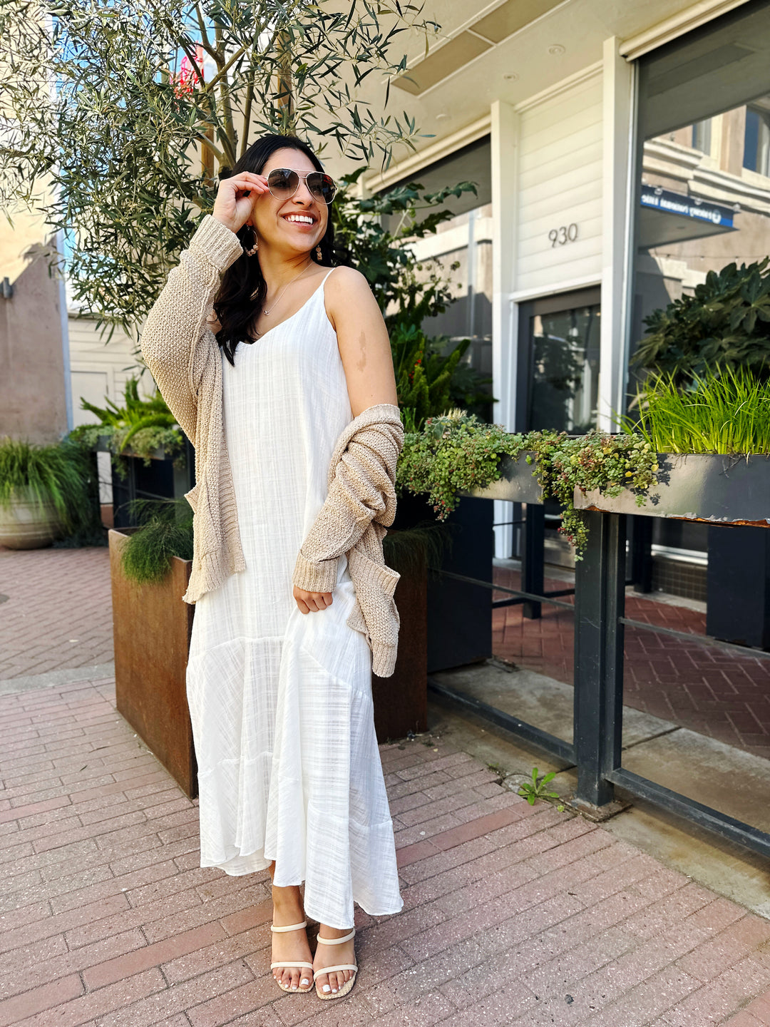 The Besties Only Off-White Tiered Maxi Dress
