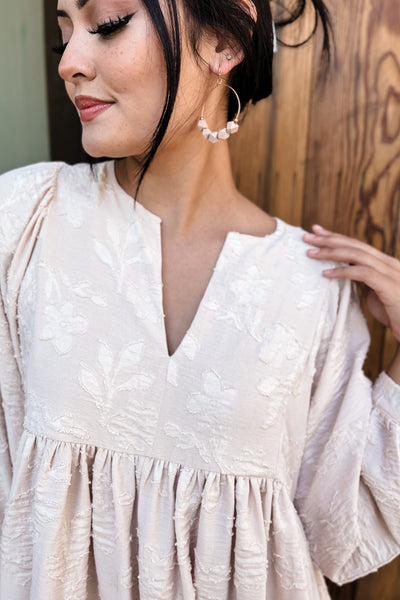 The Better Than Yesterday Ecru Long Sleeve Mini Dress
