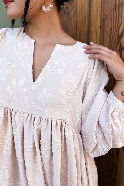 The Better Than Yesterday Ecru Long Sleeve Mini Dress