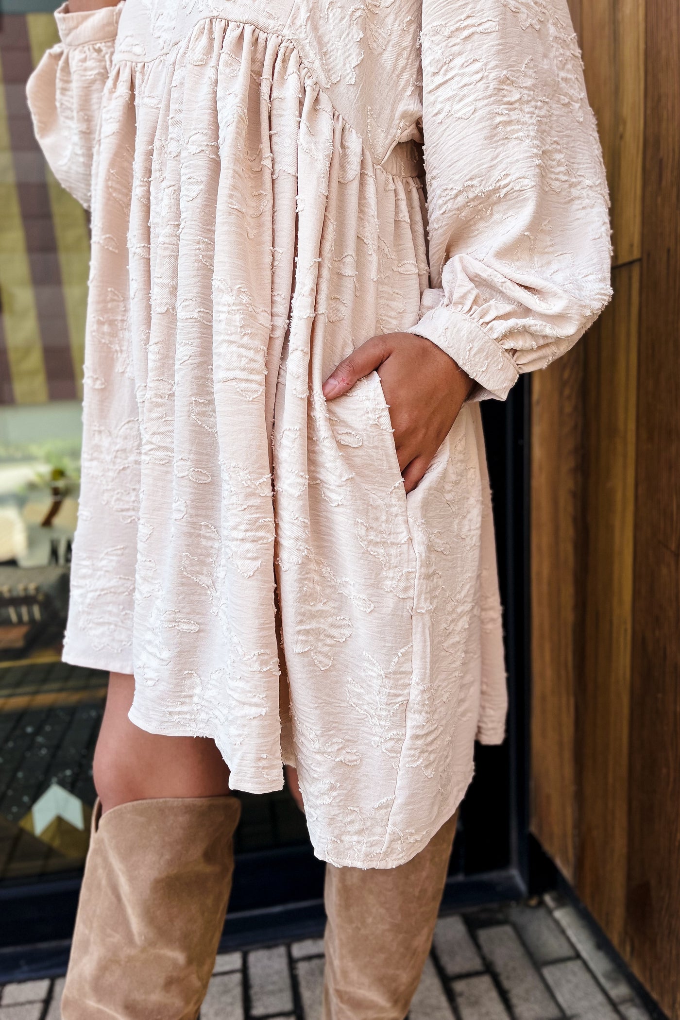 The Better Than Yesterday Ecru Long Sleeve Mini Dress