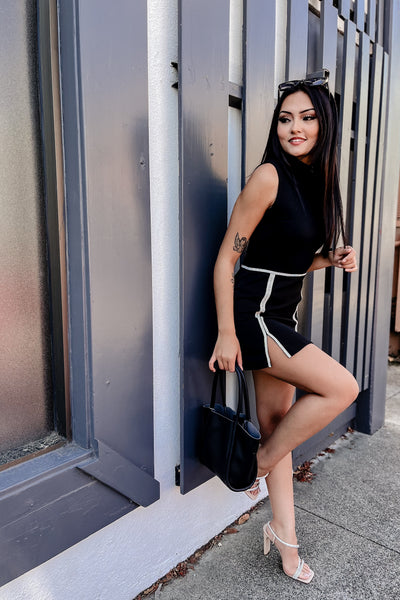 The Bright Spark Black Rhinestone Detail Mini Skirt