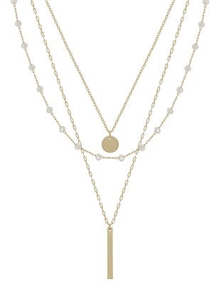 The Gold Bar Triple Layer Necklace
