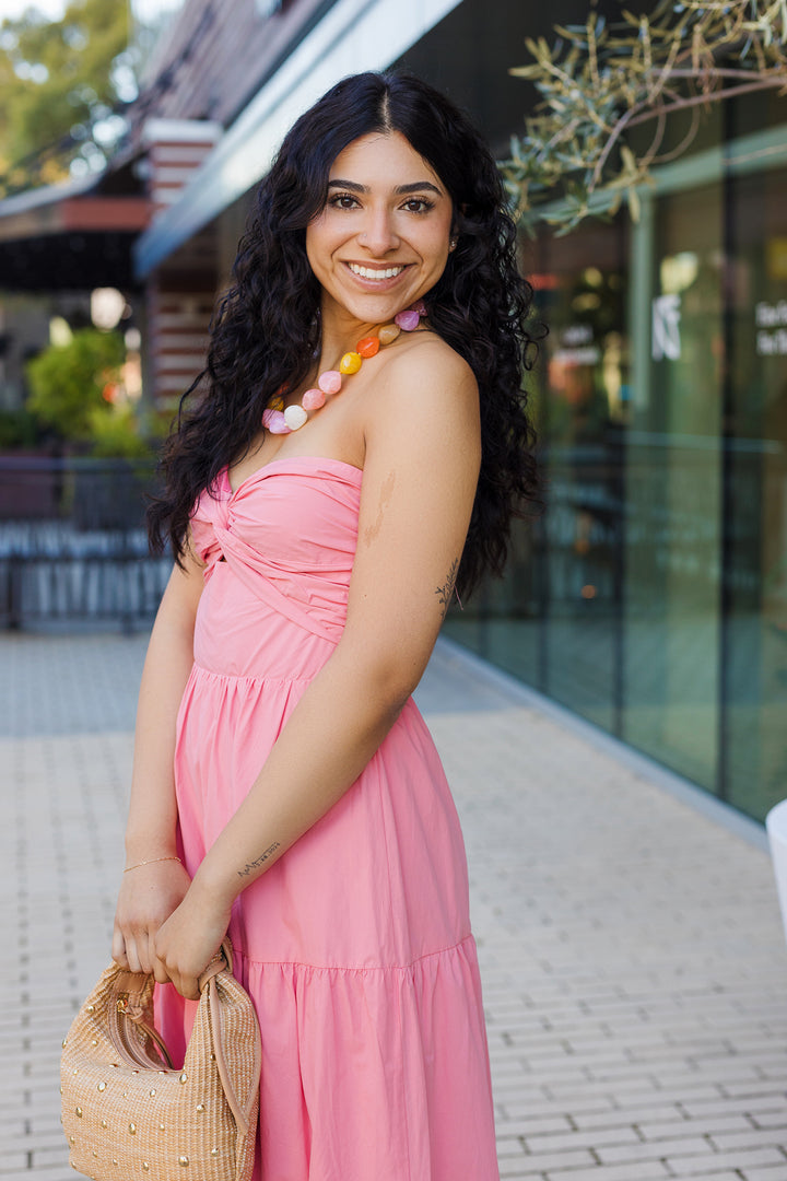 The Strawberry Dreams Strapless Tiered Maxi Dress