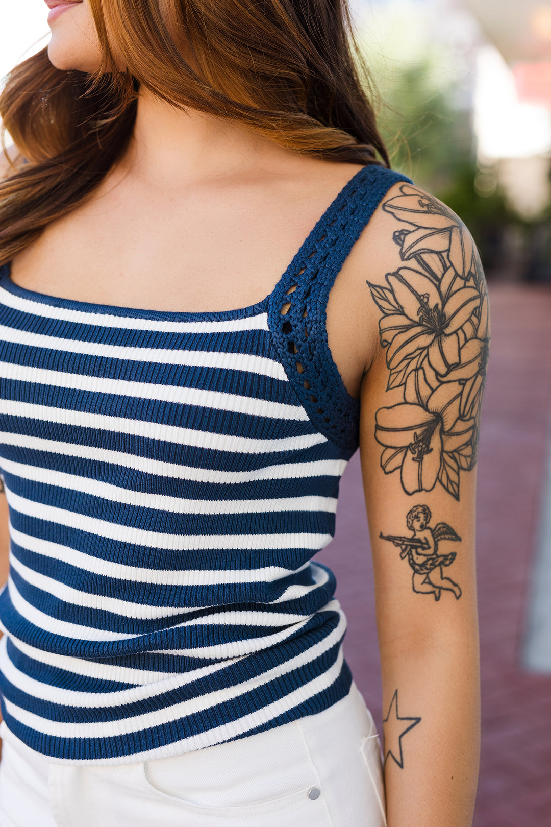 The Lalapalooza Midnight Striped Tank Top