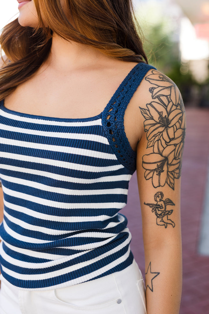 The Lalapalooza Midnight Striped Tank Top