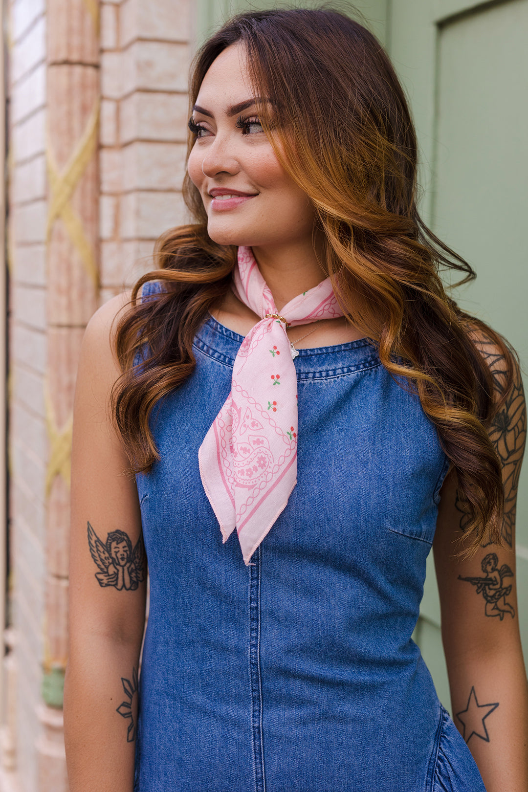 The Round About Denim Midi Dress