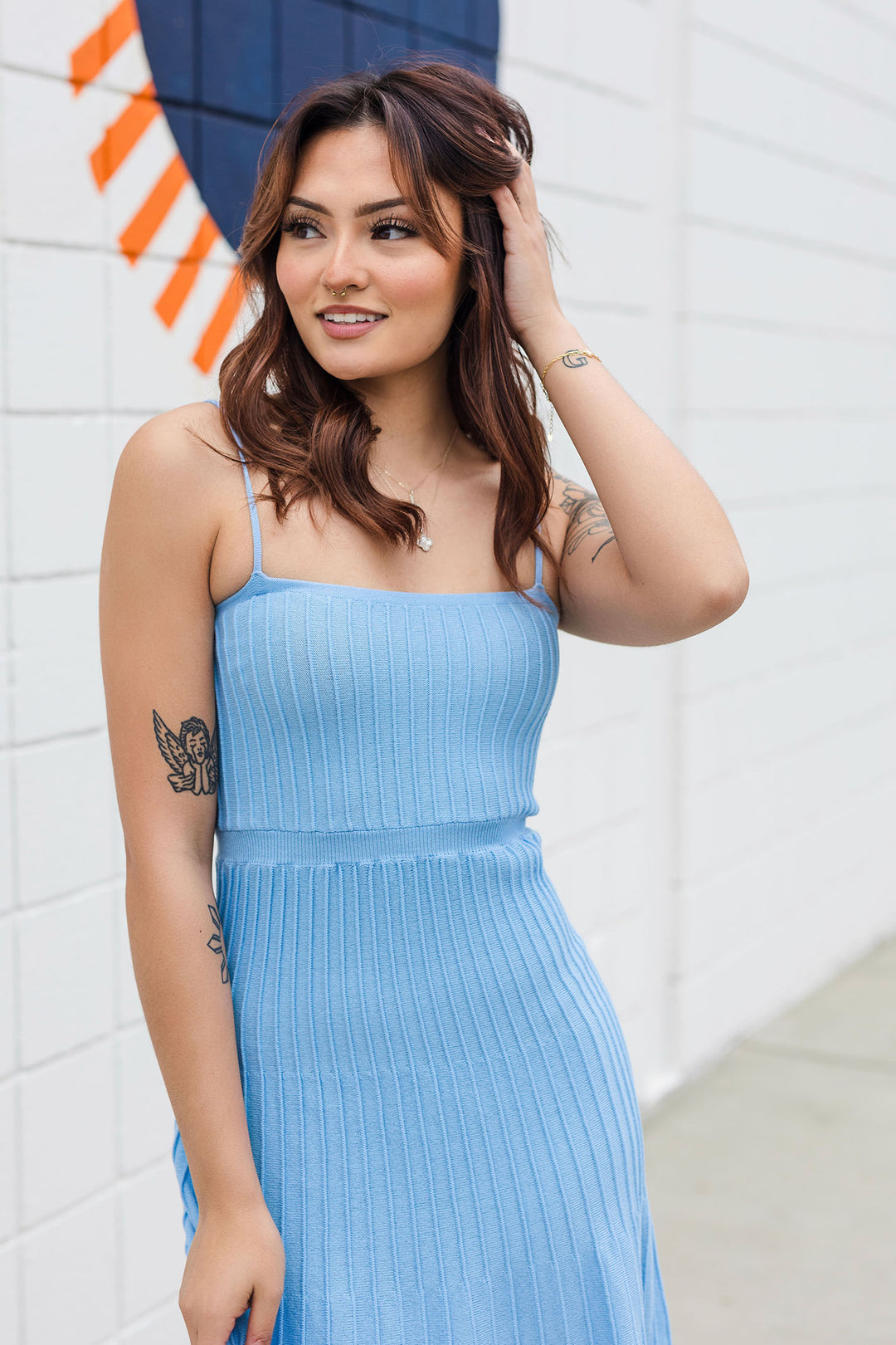 The Kenzie Light Blue Sweater Knit Maxi Dress The Kenzie Light Blue Sweater Knit Maxi Dress