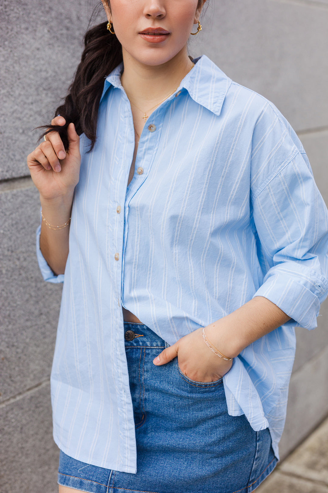 The Pool Side Blue Striped Poplin Shirt