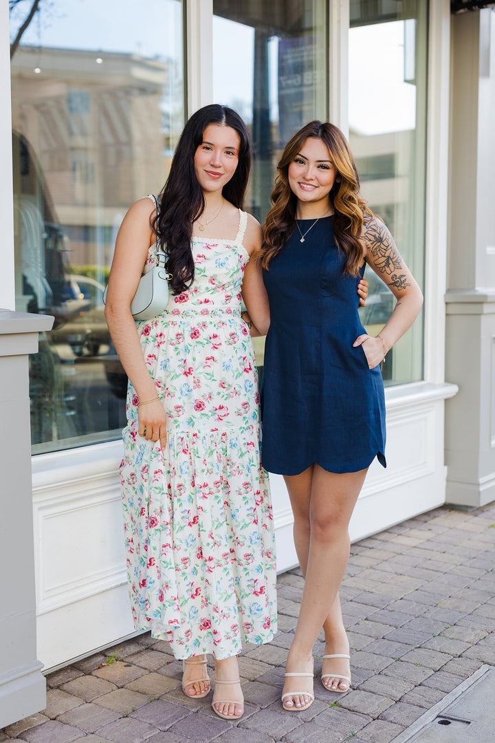 The Garden Glow Ruched Strap Midi Dress
