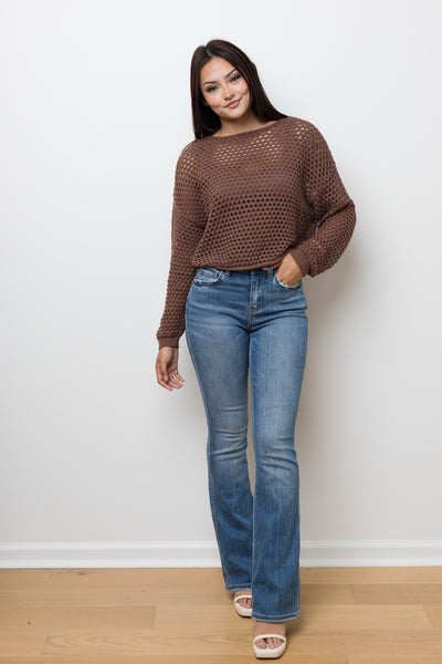The Safety Net Cocoa Crochet Knit Top