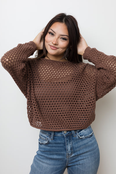 The Safety Net Cocoa Crochet Knit Top