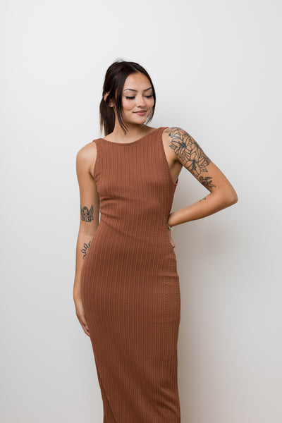 The Savoy Brown Sleeveless Maxi Dress