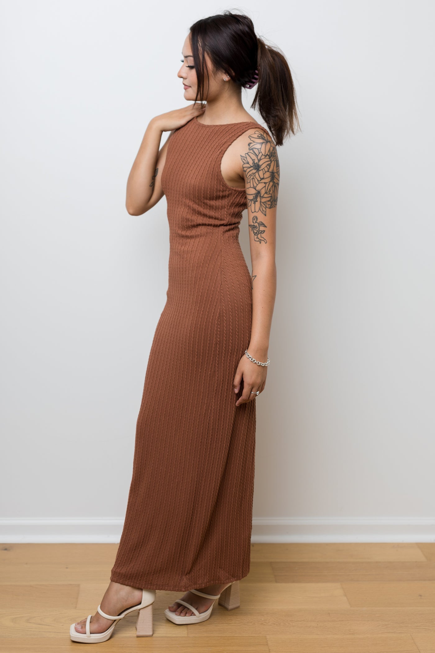 The Savoy Brown Sleeveless Maxi Dress