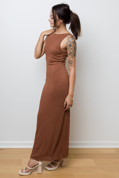 The Savoy Brown Sleeveless Maxi Dress