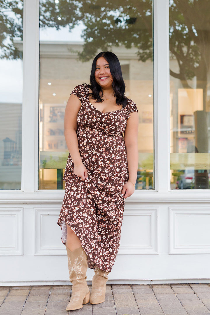The Falling In My Feels Floral Print Midi Dress