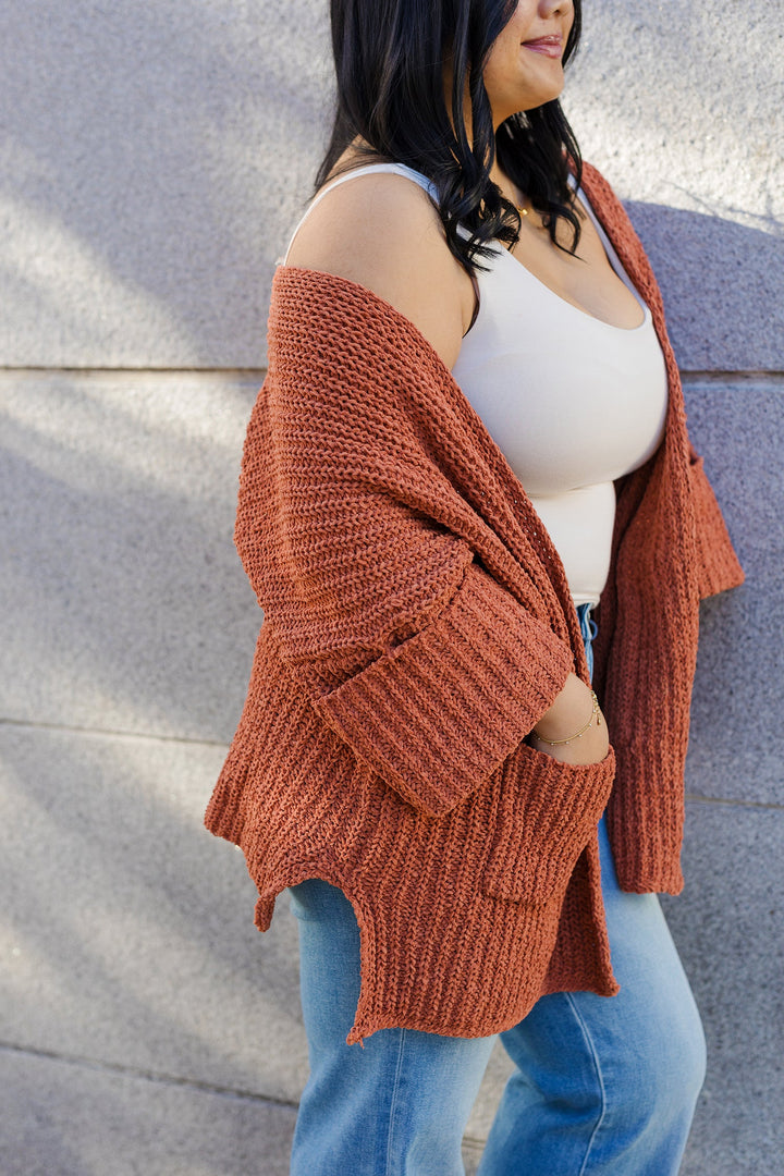 The Cuddle Bug Cocoa Chunky Knit Cardigan Sweater