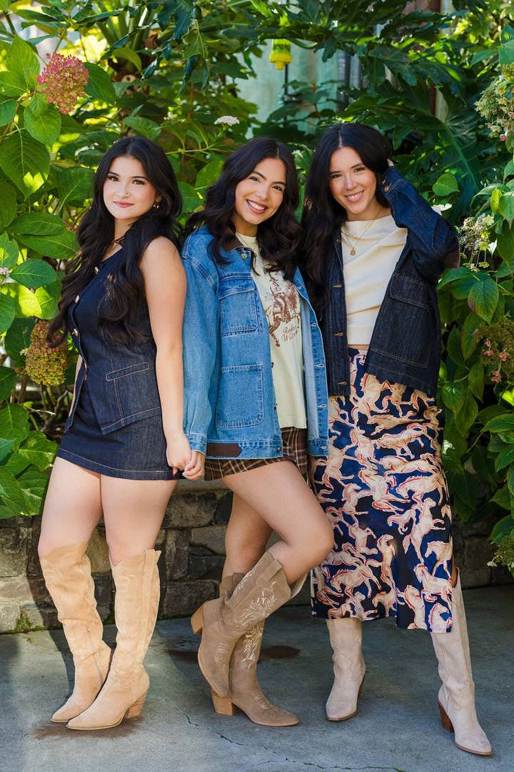 The Almost Famous Dark Wash Corduroy Collar Barn Jacket