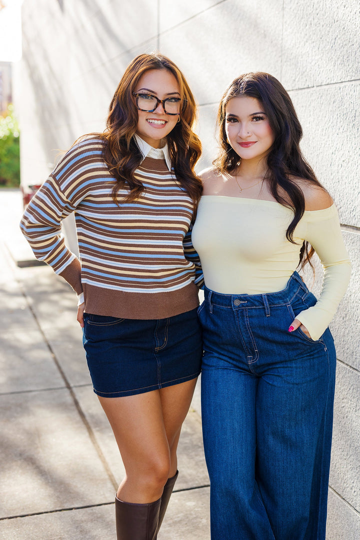 The Earn Your Stripes Collared Knit Top