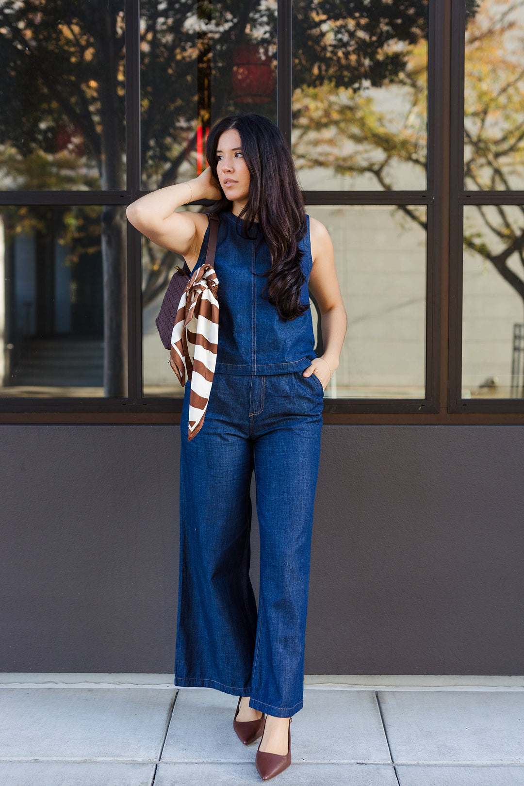 The Power Move High Waist Pleated Trouser Denim Pants