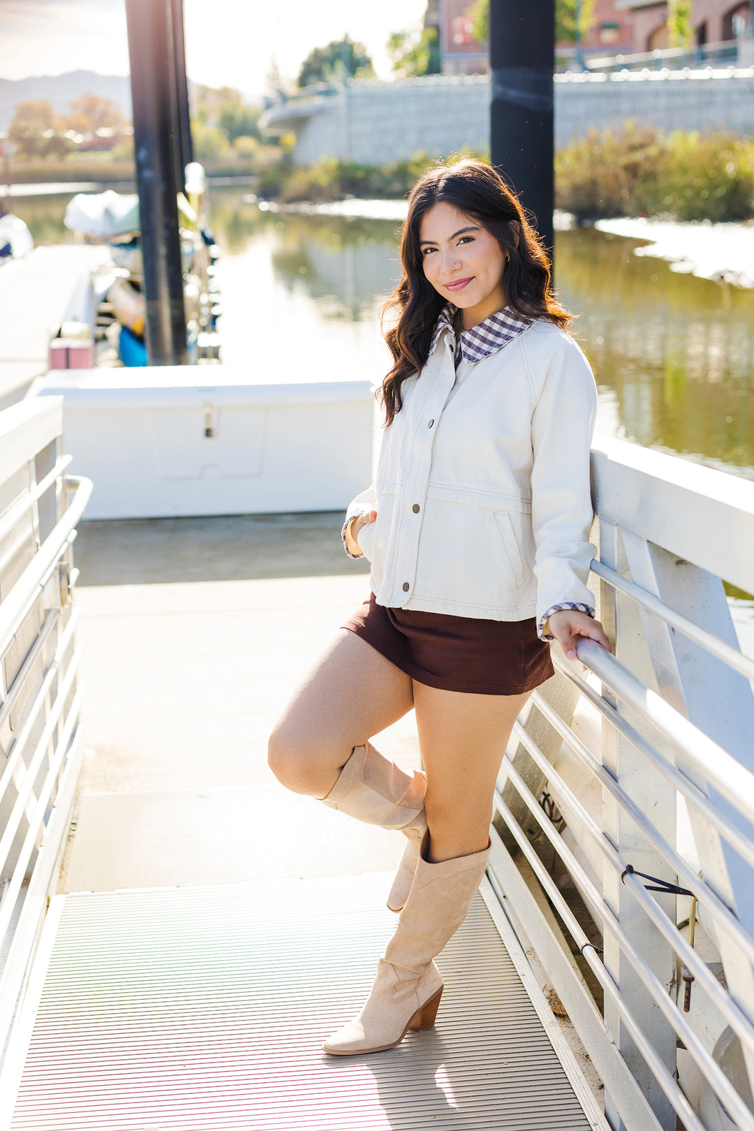 The Perfectly Gingham Cream Barn Jacket