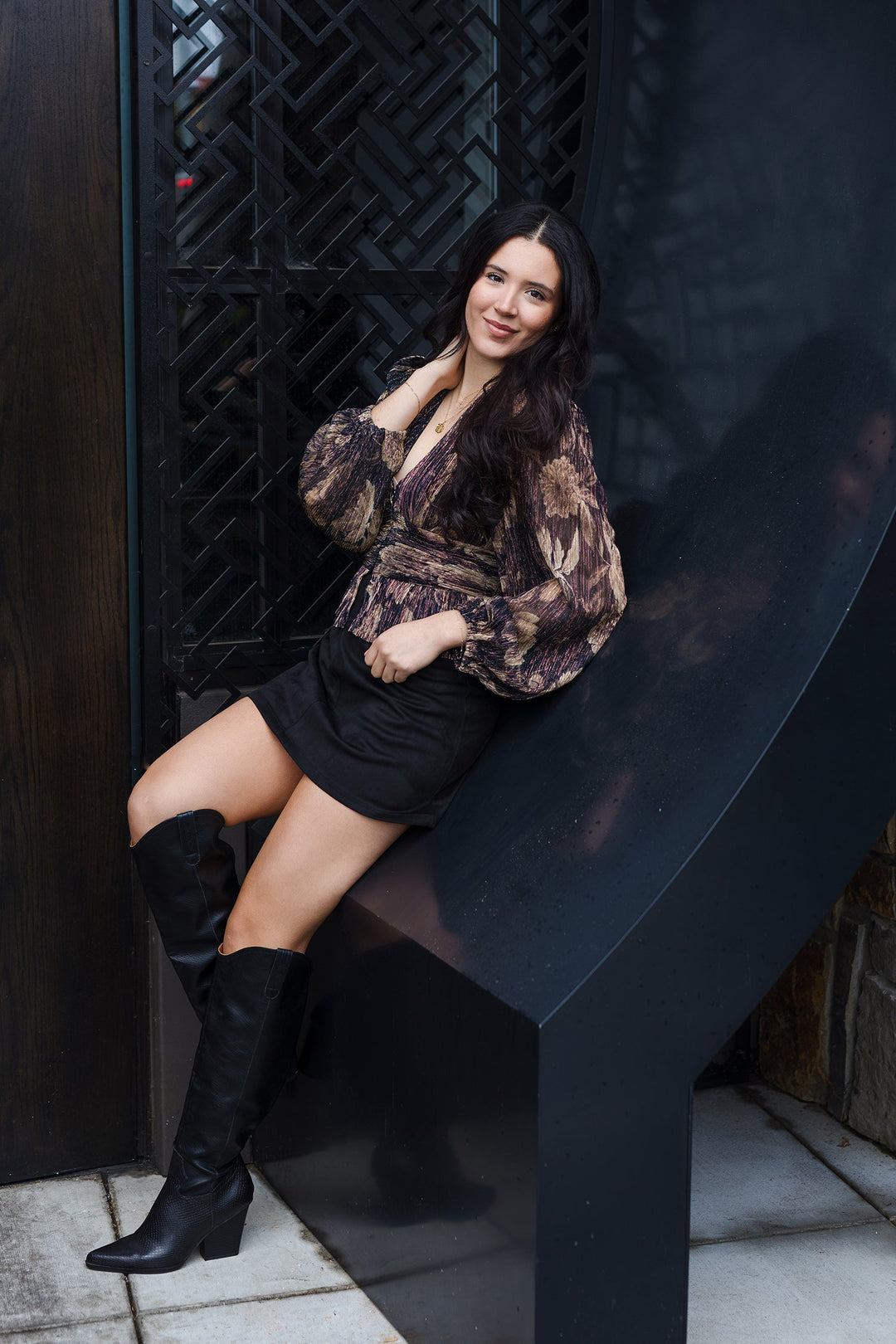 The Grains Of Time Plunging Raw Hem Blouse