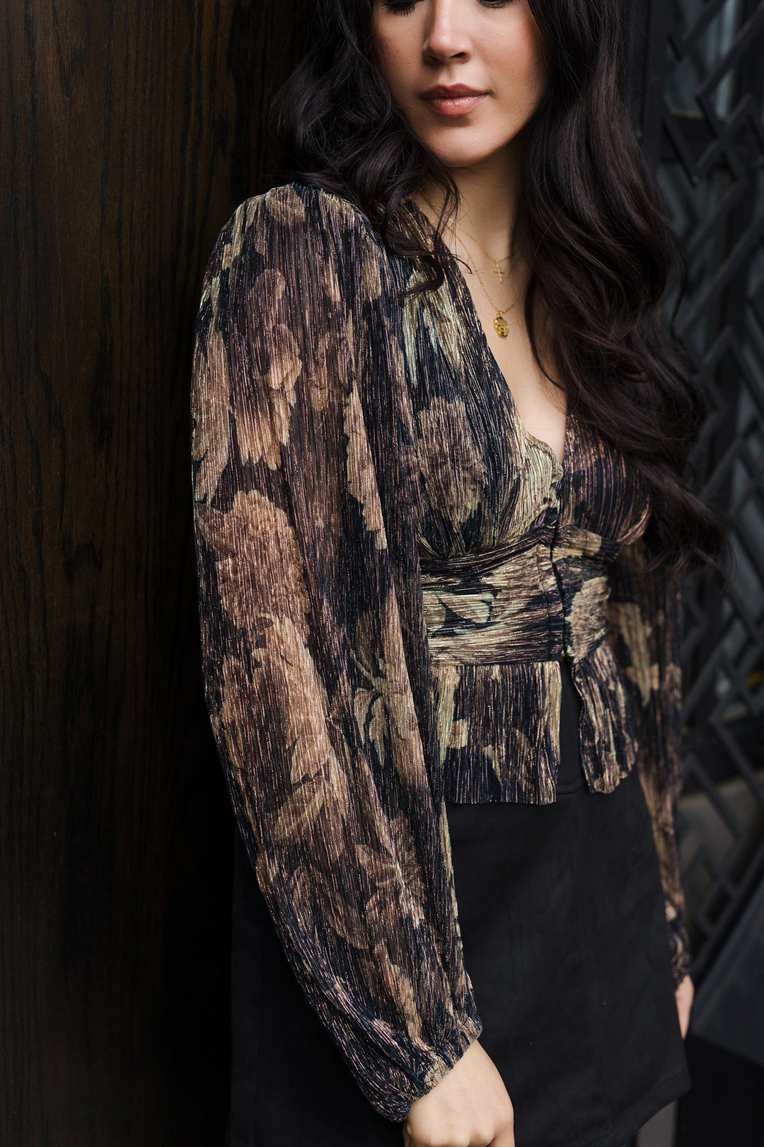 The Grains Of Time Plunging Raw Hem Blouse