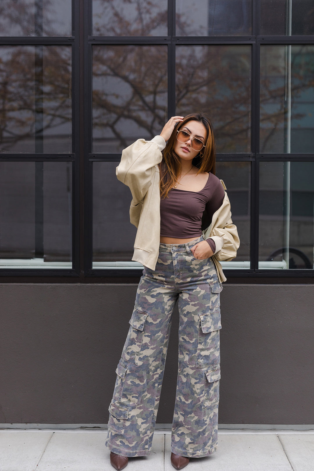 The Attention Grabber Camo Wide Leg Jeans by Hidden