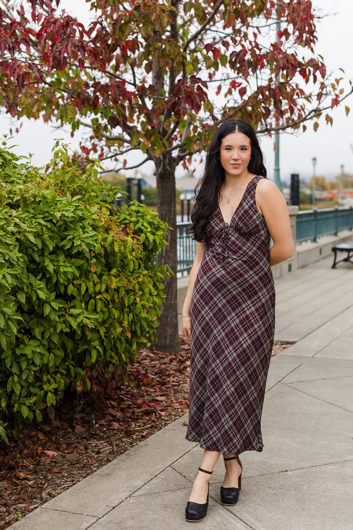 The Proper Rebel Plaid Sleeveless Midi Dress