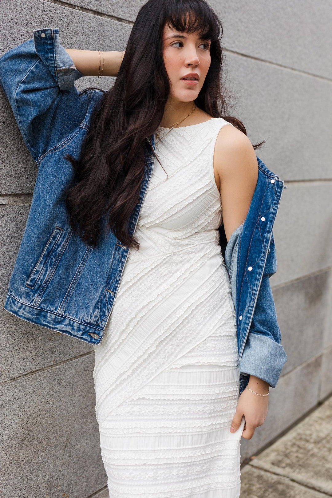 The In The Moment White Textured Maxi Dress