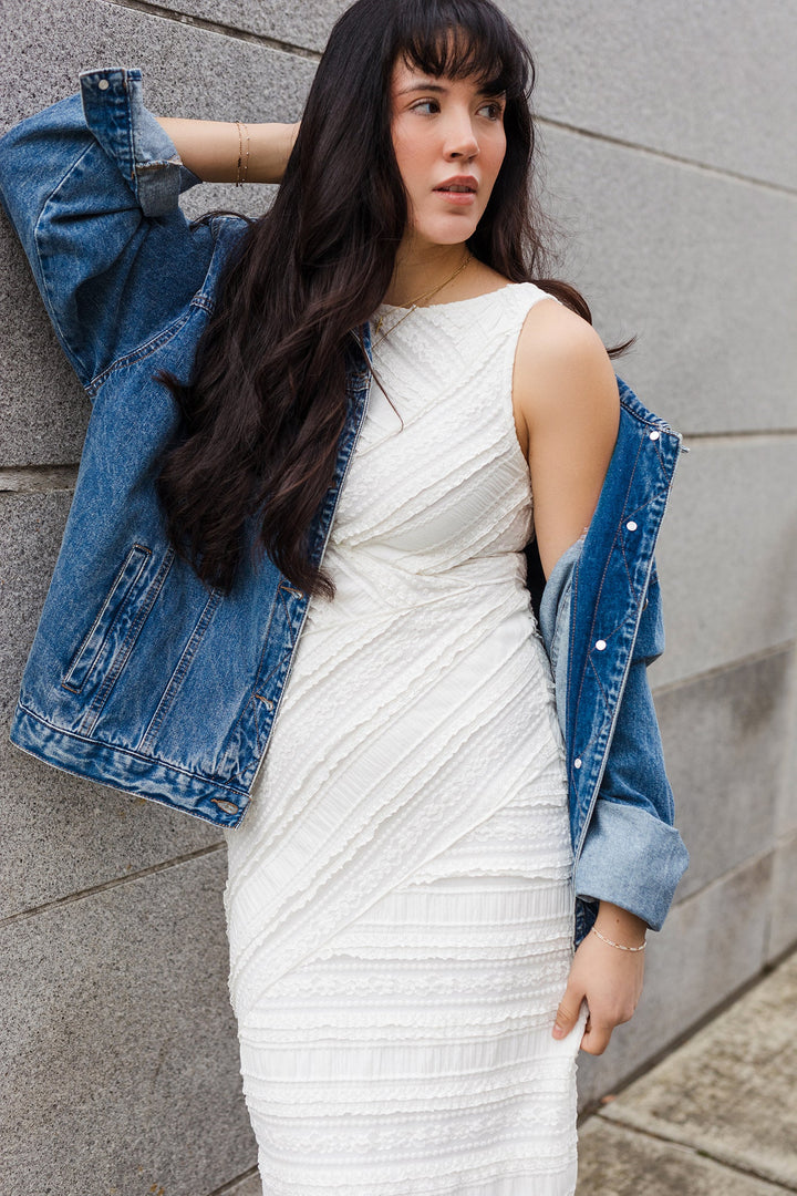 The In The Moment White Textured Maxi Dress