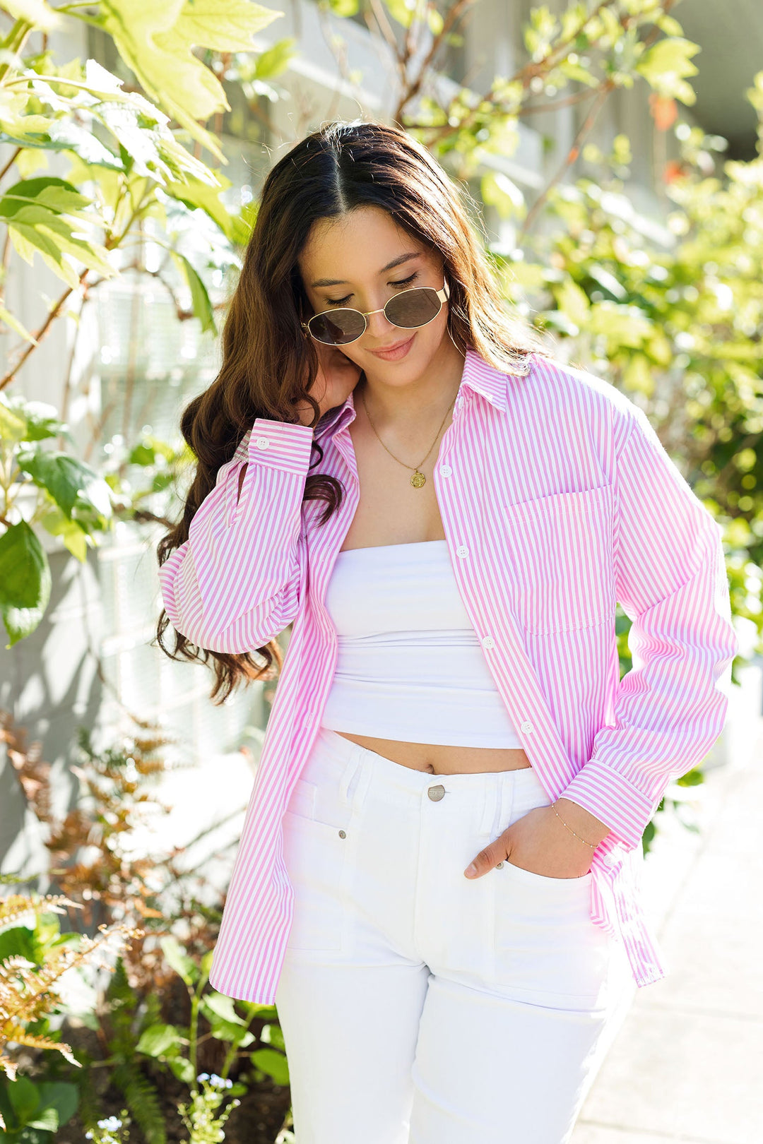 The Seaside Striped Poplin Button Front Shirt