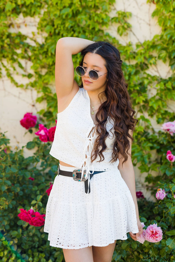 The Daisy Chain Eyelet Mini Skirt