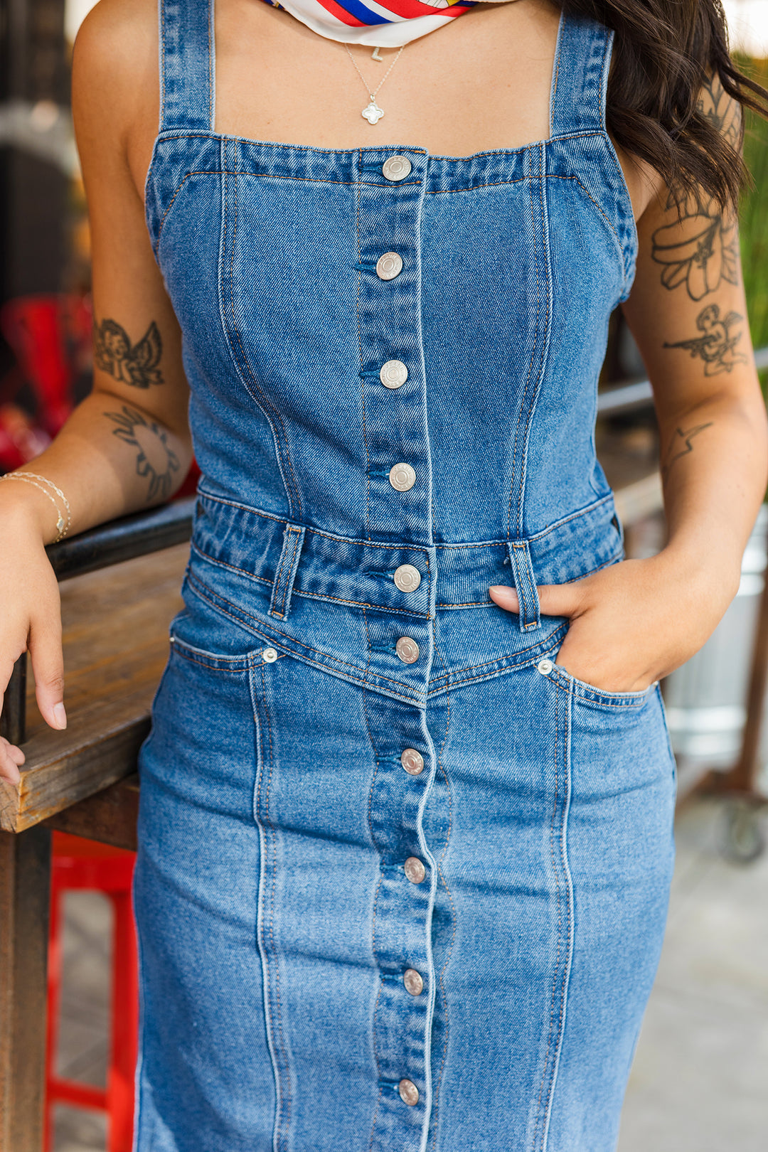 The Darling In Denim Midi Dress