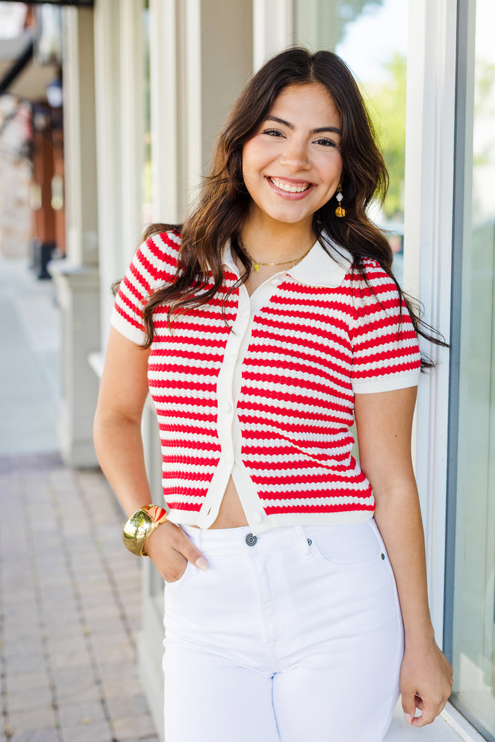 The Pep Rally Striped Cardigan