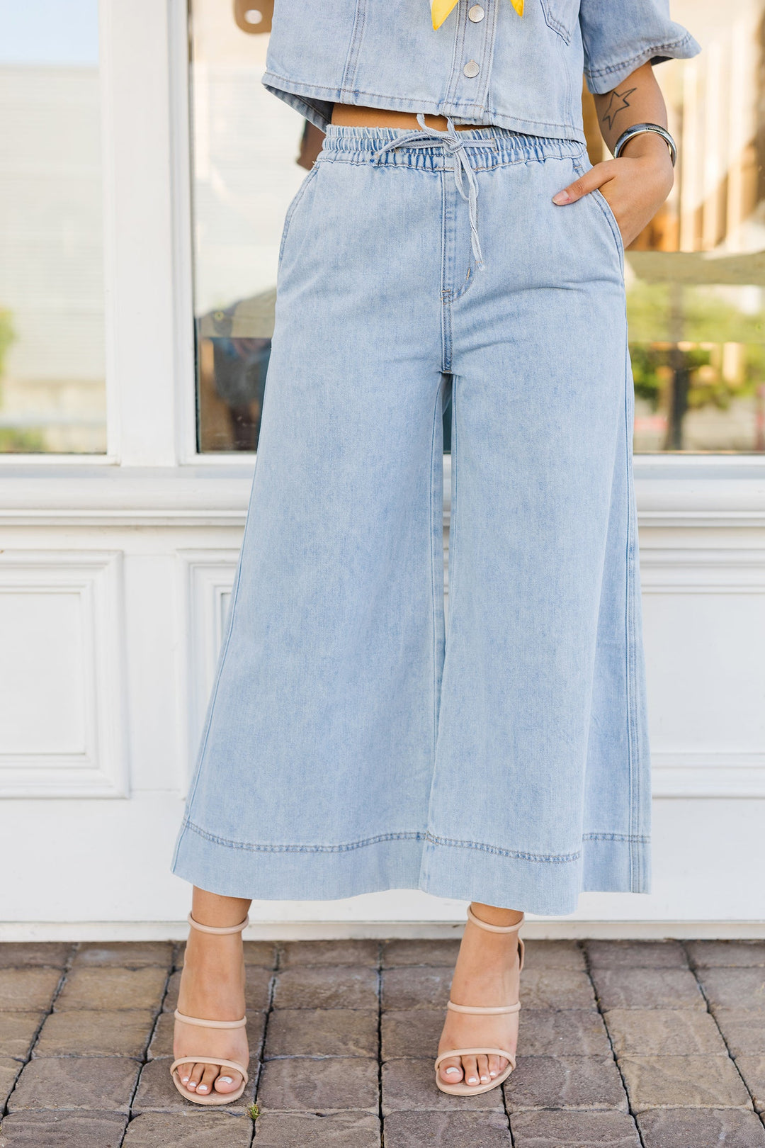 The Out To Sea Light Wash Denim Wide Leg Jeans