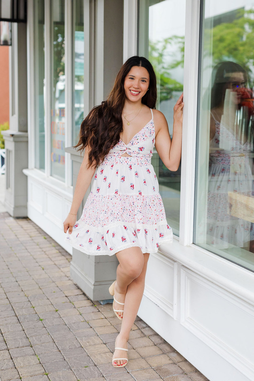 The Key to Cute Floral Print Mini Dress
