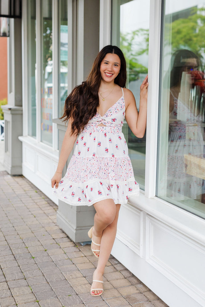 The Key to Cute Floral Print Mini Dress