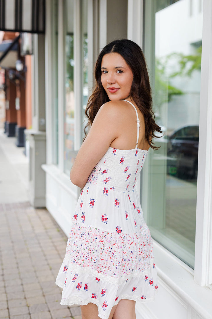 The Key to Cute Floral Print Mini Dress