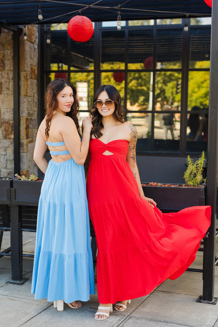 The Twist of Fate Strapless Maxi Dress