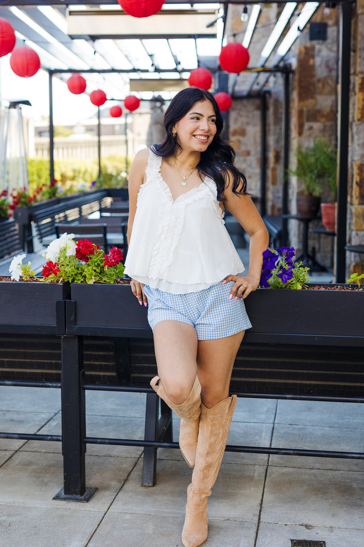 The Sun Soaker White Ruffled Top