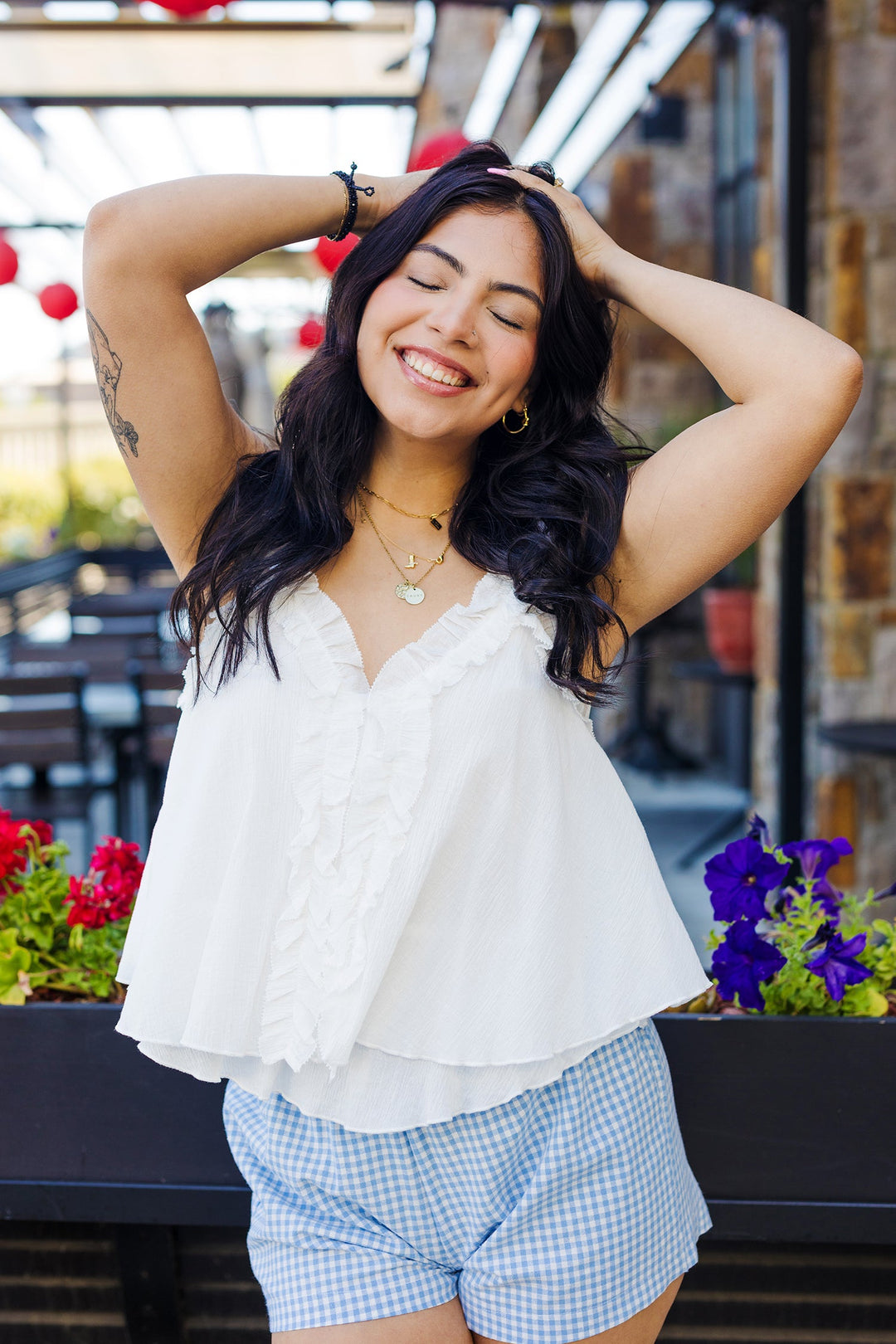 The Sun Soaker White Ruffled Top