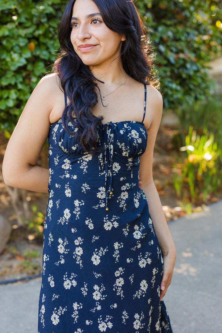 The Dancing In The Moonlight Blue Floral Maxi Dress
