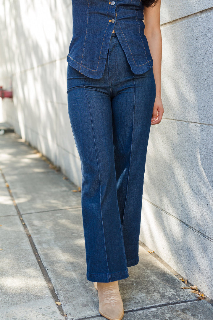The Round About Dark Denim Front Seam Jeans