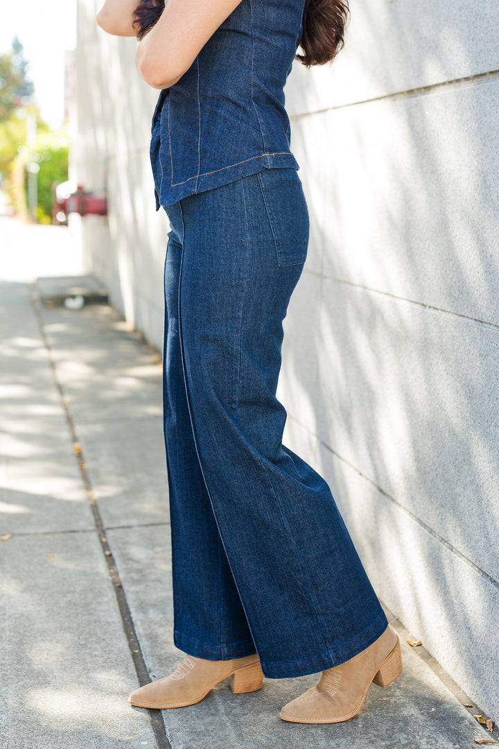 The Round About Dark Denim Front Seam Jeans