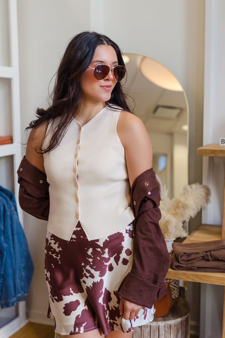 The Split Decision Sleeveless Cardigan