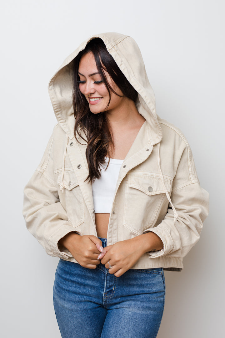 The Keeping It Cool Washed Cotton Jacket With Hood