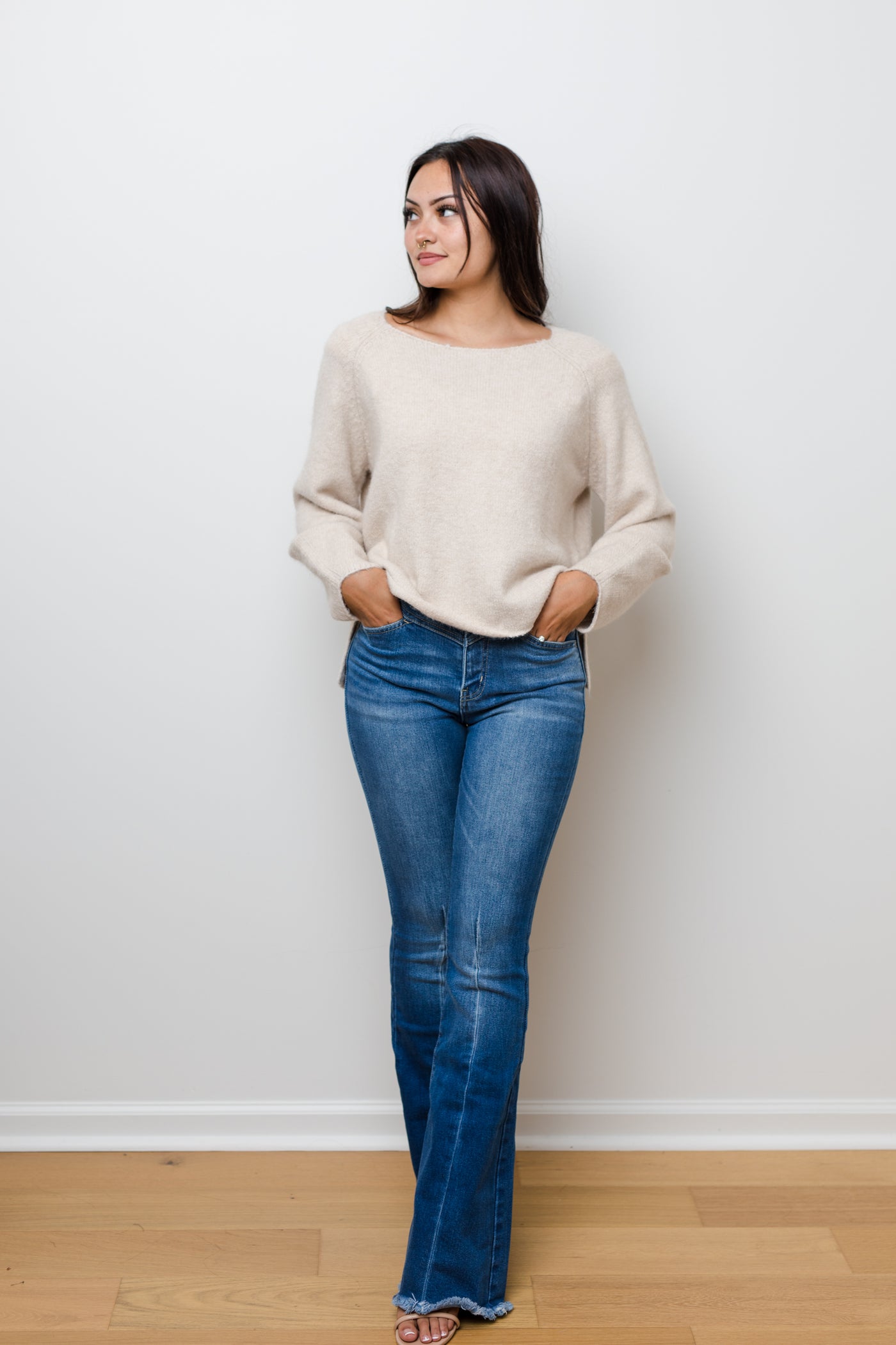 The Best In Class Oatmeal Soft Knit Dolman Sweater