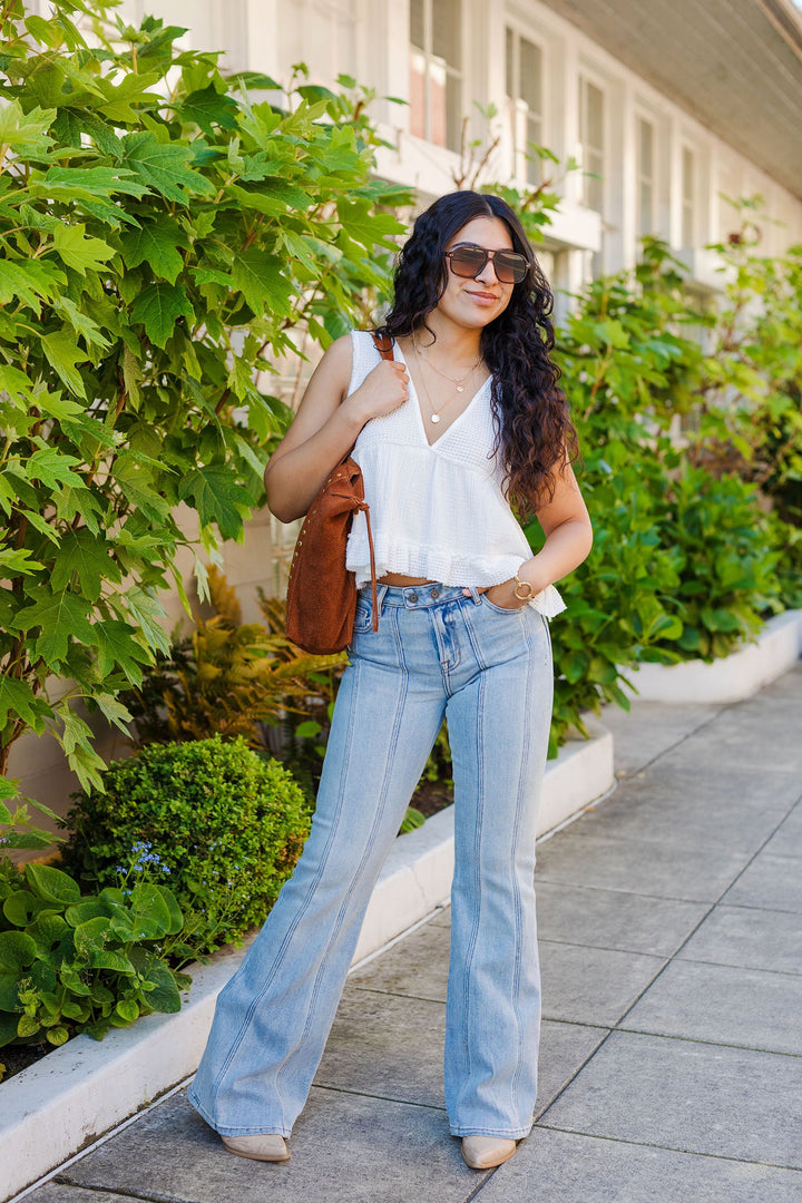 The Backstage Pass Seamed Flare Jeans by Hidden