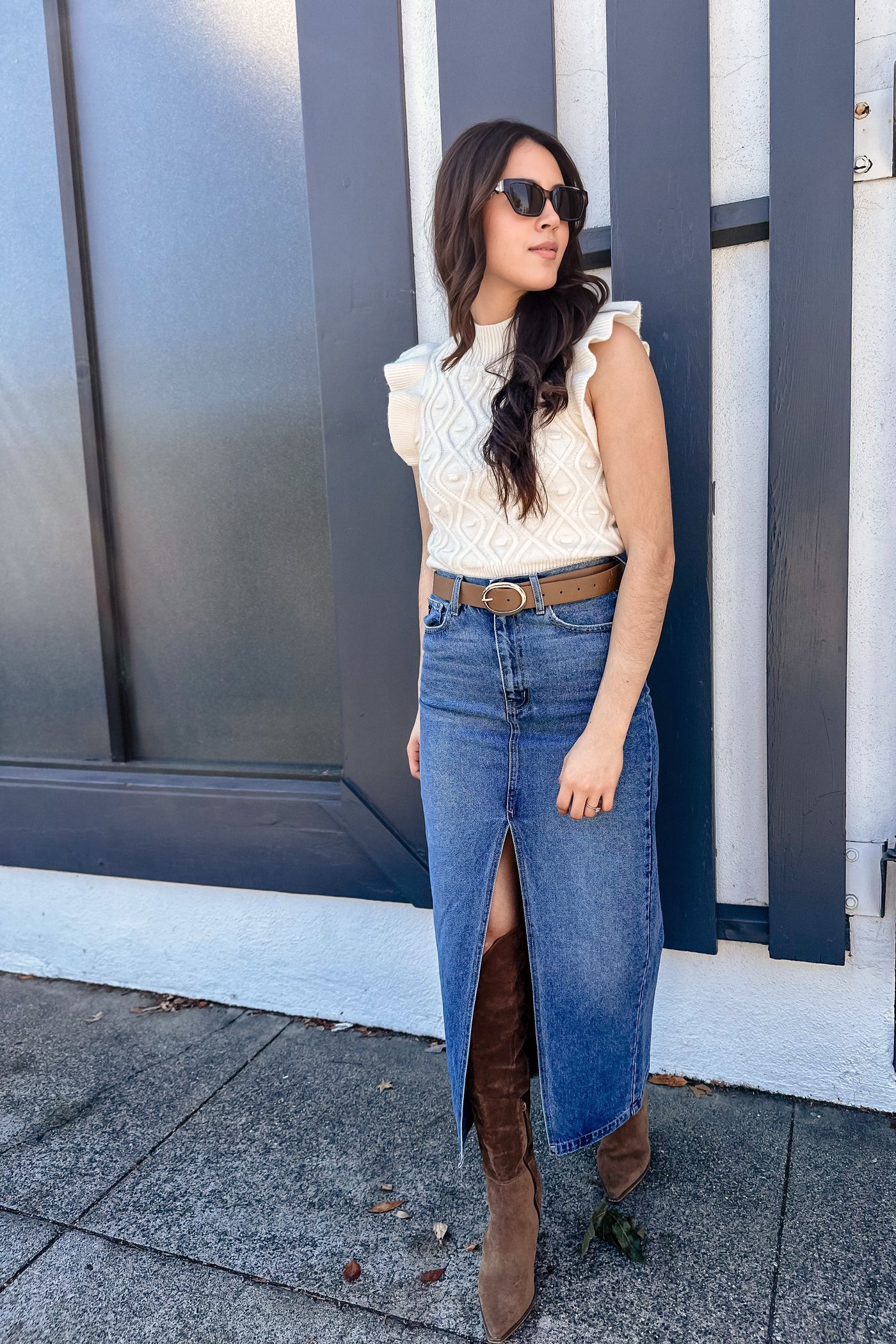 The About Time 90s Denim Maxi Skirt
